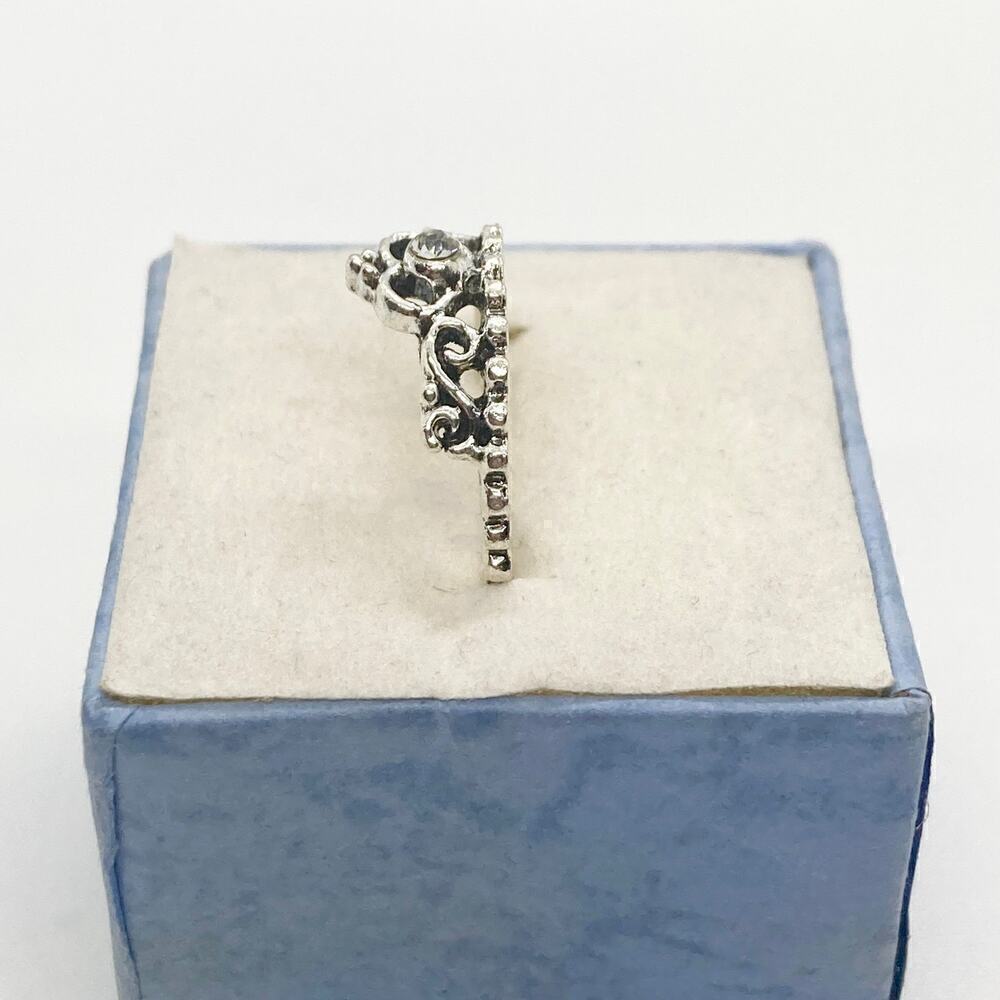 Size 6.75 Silver Tone Princess Crown Ring - Picture 2 of 8